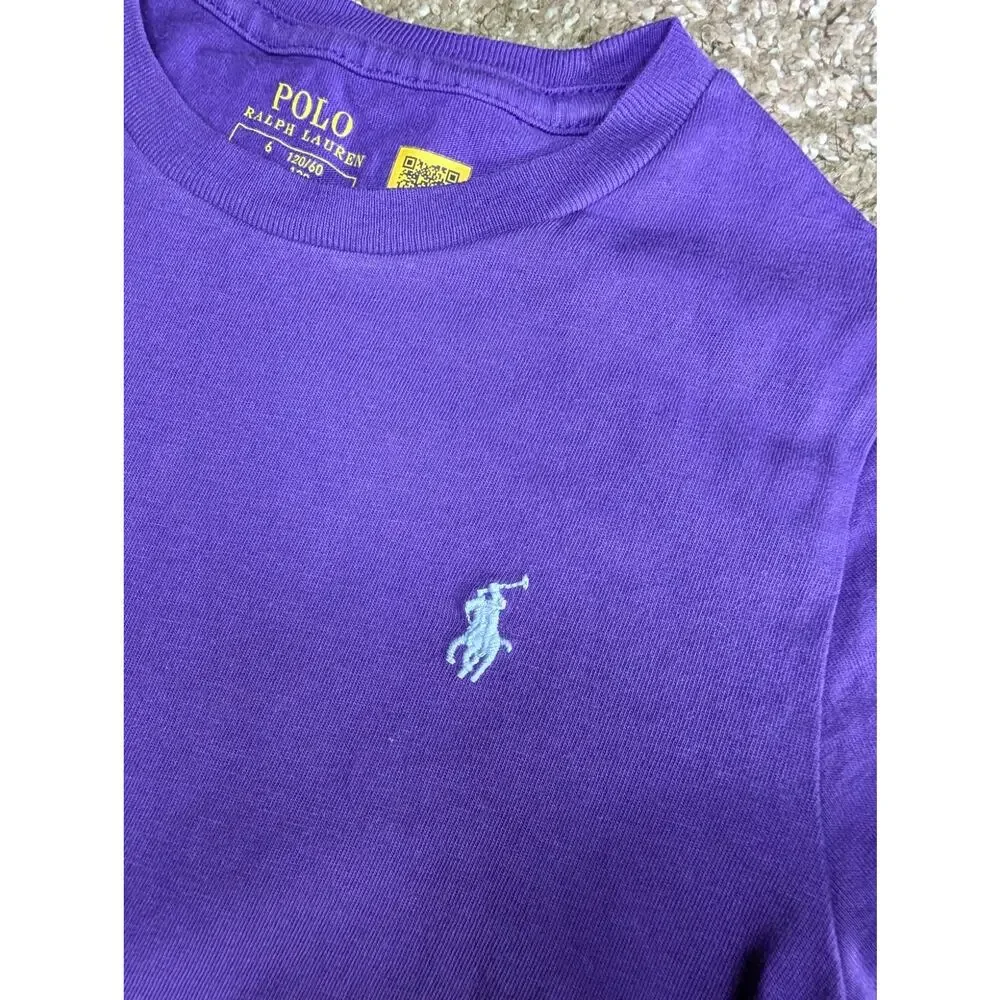 Polo Ralph Lauren Girls Tops, 2Ct Purple & Pink Short Sleeve Crewneck Tees, Sz 6